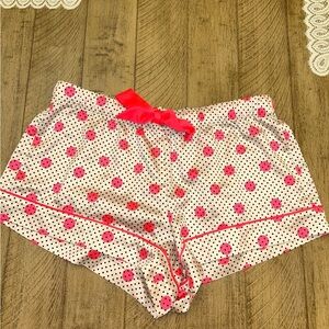 Victoria's Secret White and Pink Polka Dot Shorts